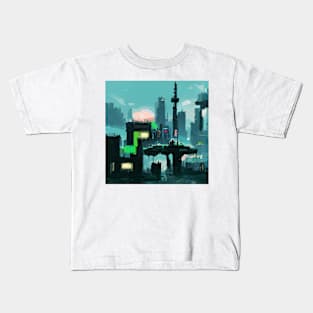 Cyberpunk City #Pixelart Kids T-Shirt